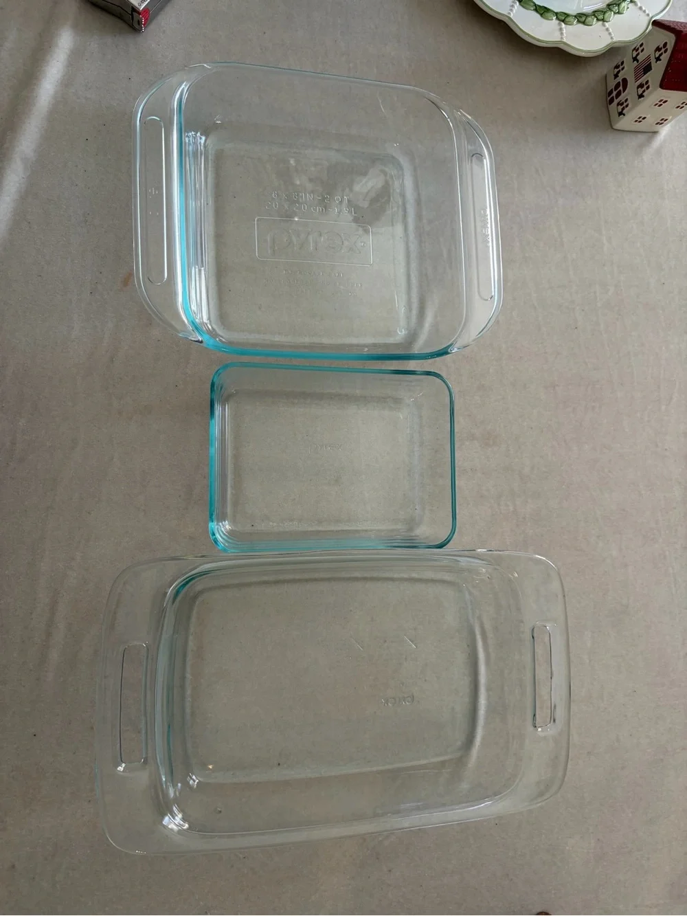 Pyrex Clear Glass Bakeware Set with Light Blue Tint
